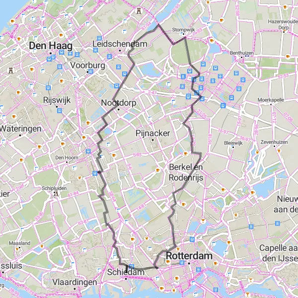 Miniatuurkaart van de fietsinspiratie "Cultuur en natuur rondom Delft" in Zuid-Holland, Netherlands. Gemaakt door de Tarmacs.app fietsrouteplanner