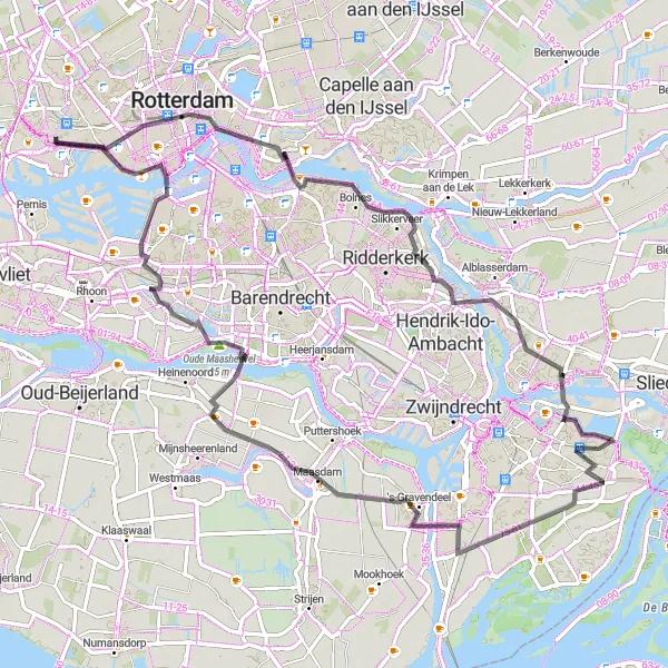 Miniatuurkaart van de fietsinspiratie "Rondje Schiedam - Euromast" in Zuid-Holland, Netherlands. Gemaakt door de Tarmacs.app fietsrouteplanner