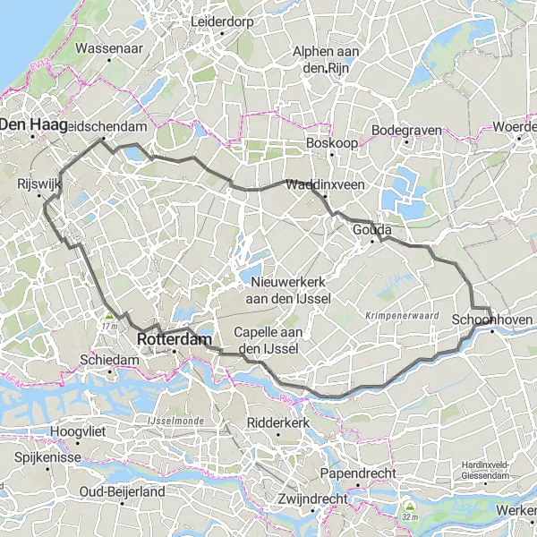 Map miniature of "Zwaan and Gouda Cycling Route" cycling inspiration in Zuid-Holland, Netherlands. Generated by Tarmacs.app cycling route planner