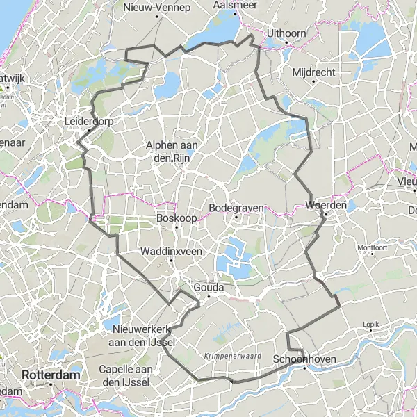 Miniatuurkaart van de fietsinspiratie "Rondje langs de Molen "de Haas"" in Zuid-Holland, Netherlands. Gemaakt door de Tarmacs.app fietsrouteplanner