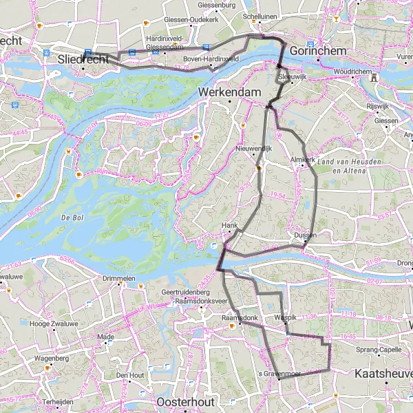 Miniatuurkaart van de fietsinspiratie "Historische route rond Sliedrecht" in Zuid-Holland, Netherlands. Gemaakt door de Tarmacs.app fietsrouteplanner