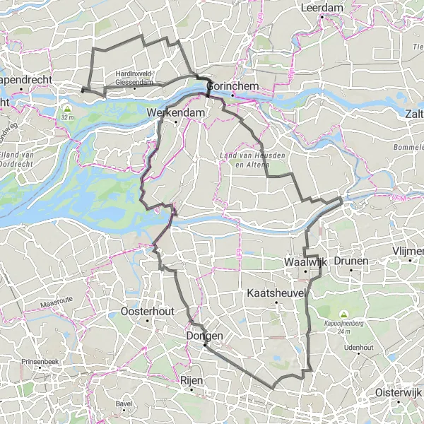 Miniatuurkaart van de fietsinspiratie "Van Hardinxveld-Giessendam naar Hofwegen" in Zuid-Holland, Netherlands. Gemaakt door de Tarmacs.app fietsrouteplanner