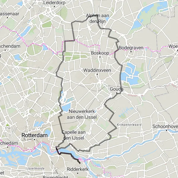 Miniatuurkaart van de fietsinspiratie "Groene Polders en Oude Dorpen Tour" in Zuid-Holland, Netherlands. Gemaakt door de Tarmacs.app fietsrouteplanner