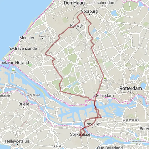 Map miniature of "Gravel Adventure" cycling inspiration in Zuid-Holland, Netherlands. Generated by Tarmacs.app cycling route planner