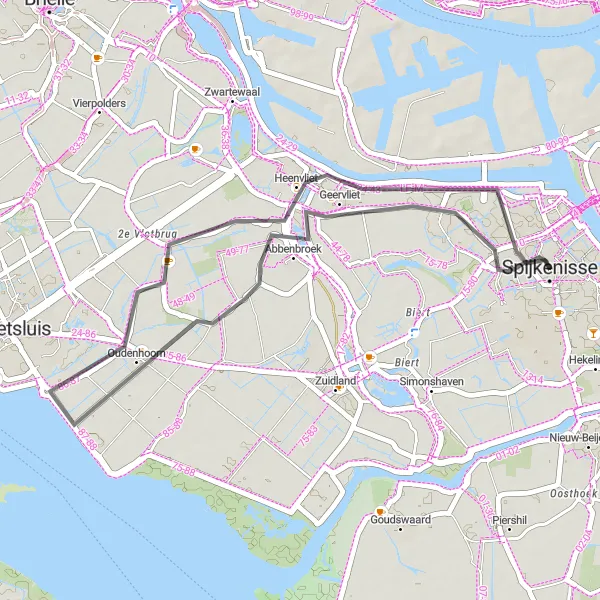 Map miniature of "Town and Country Escape" cycling inspiration in Zuid-Holland, Netherlands. Generated by Tarmacs.app cycling route planner