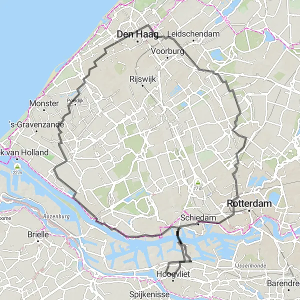 Map miniature of "Historical Sights Tour" cycling inspiration in Zuid-Holland, Netherlands. Generated by Tarmacs.app cycling route planner