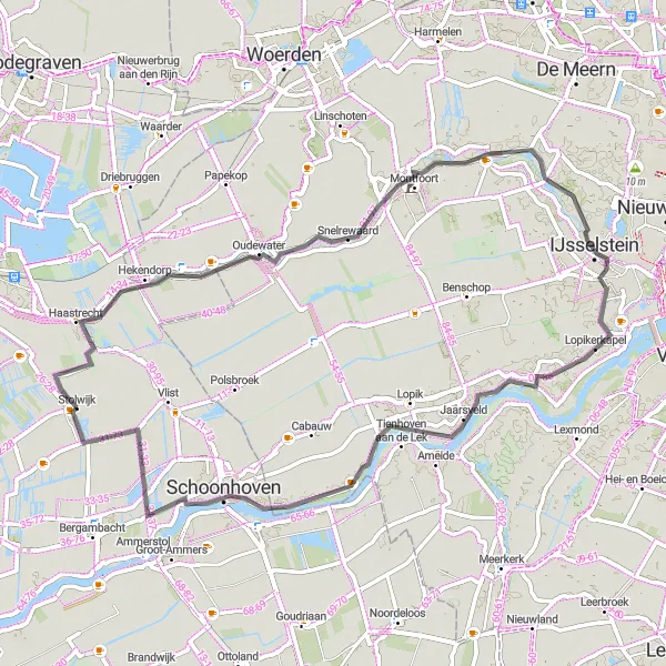 Map miniature of "From Stolwijk to Lopikerkapel" cycling inspiration in Zuid-Holland, Netherlands. Generated by Tarmacs.app cycling route planner