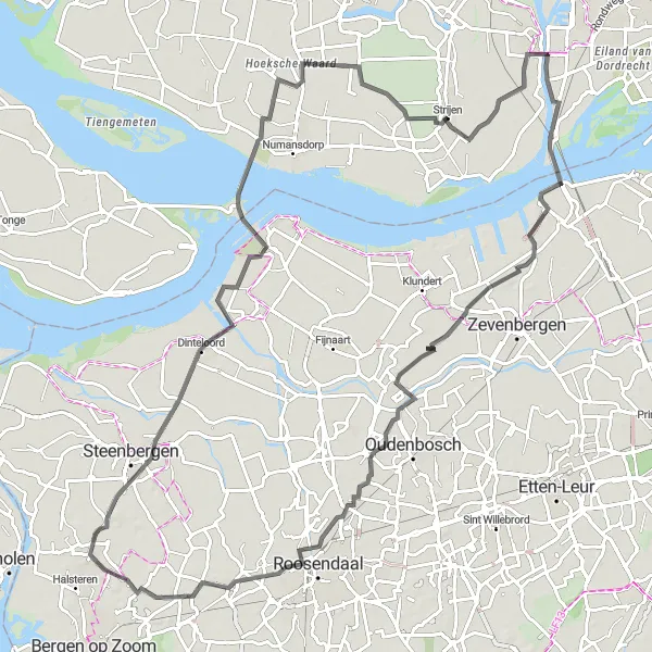 Miniatuurkaart van de fietsinspiratie "Fietsen langs Standdaarbuiten en Dintelsas" in Zuid-Holland, Netherlands. Gemaakt door de Tarmacs.app fietsrouteplanner