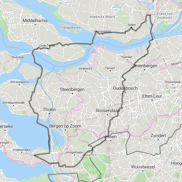 Map miniature of "Nature's Serenade and Hidden Gems" cycling inspiration in Zuid-Holland, Netherlands. Generated by Tarmacs.app cycling route planner