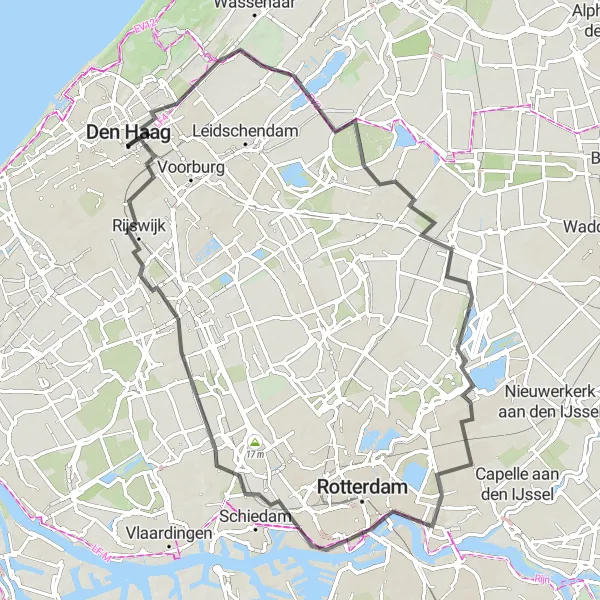 Map miniature of "Art and Scenic Routes" cycling inspiration in Zuid-Holland, Netherlands. Generated by Tarmacs.app cycling route planner