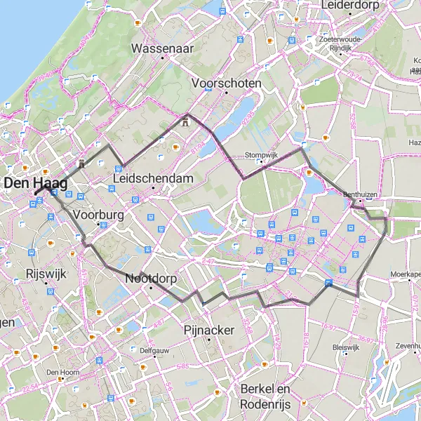 Map miniature of "The Cultural Heritage Ride" cycling inspiration in Zuid-Holland, Netherlands. Generated by Tarmacs.app cycling route planner