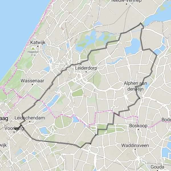 Map miniature of "The Scenic Loop of Zuid-Holland" cycling inspiration in Zuid-Holland, Netherlands. Generated by Tarmacs.app cycling route planner