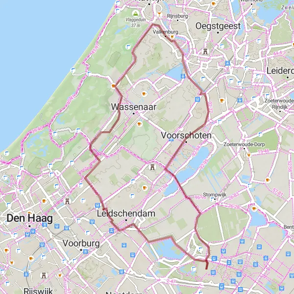 Map miniature of "Gravel Route to Huis ter Wadding" cycling inspiration in Zuid-Holland, Netherlands. Generated by Tarmacs.app cycling route planner