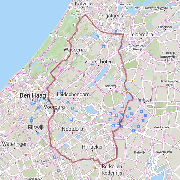 Map miniature of "Gravel Route to Theekoepel" cycling inspiration in Zuid-Holland, Netherlands. Generated by Tarmacs.app cycling route planner