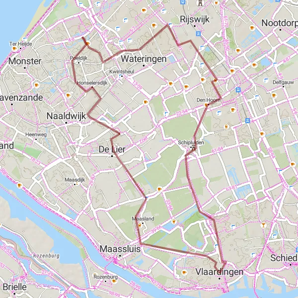 Map miniature of "Countryside Escape - De Lier to Honselersdijk" cycling inspiration in Zuid-Holland, Netherlands. Generated by Tarmacs.app cycling route planner