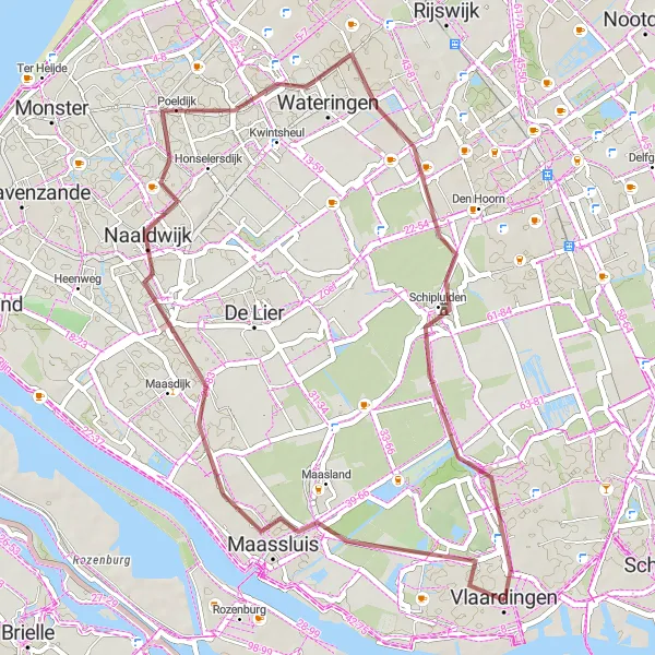 Map miniature of "Hodenpijl and Maassluis Exploration" cycling inspiration in Zuid-Holland, Netherlands. Generated by Tarmacs.app cycling route planner