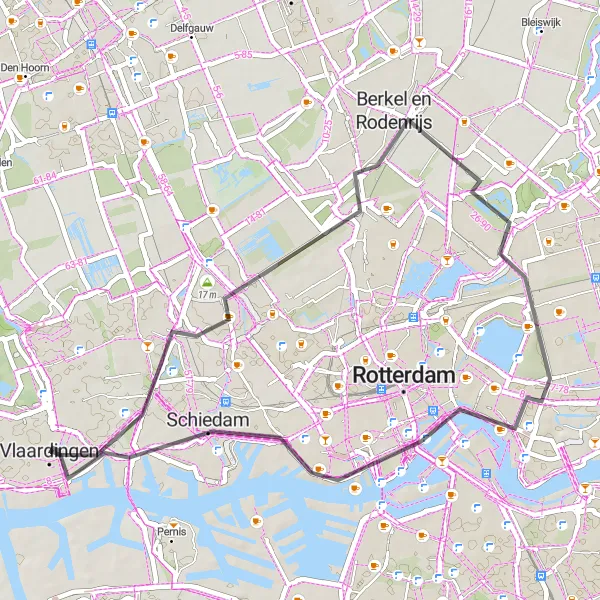 Miniatuurkaart van de fietsinspiratie "Verkenning van Bergschenhoek en Schiedam per fiets" in Zuid-Holland, Netherlands. Gemaakt door de Tarmacs.app fietsrouteplanner