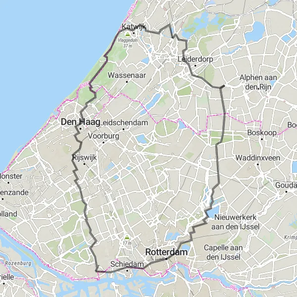 Map miniature of "Peaceful Countryside and Cultural Heritage" cycling inspiration in Zuid-Holland, Netherlands. Generated by Tarmacs.app cycling route planner