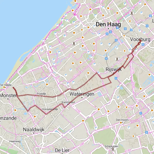 Miniatuurkaart van de fietsinspiratie "Natuur en cultuur in de omgeving van Rijswijk" in Zuid-Holland, Netherlands. Gemaakt door de Tarmacs.app fietsrouteplanner