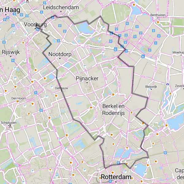 Map miniature of "Zoetermeer Loop" cycling inspiration in Zuid-Holland, Netherlands. Generated by Tarmacs.app cycling route planner