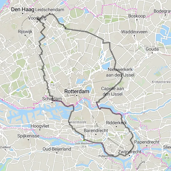 Map miniature of "From Voorburg to Delft: A Scenic Road Cycling Adventure" cycling inspiration in Zuid-Holland, Netherlands. Generated by Tarmacs.app cycling route planner