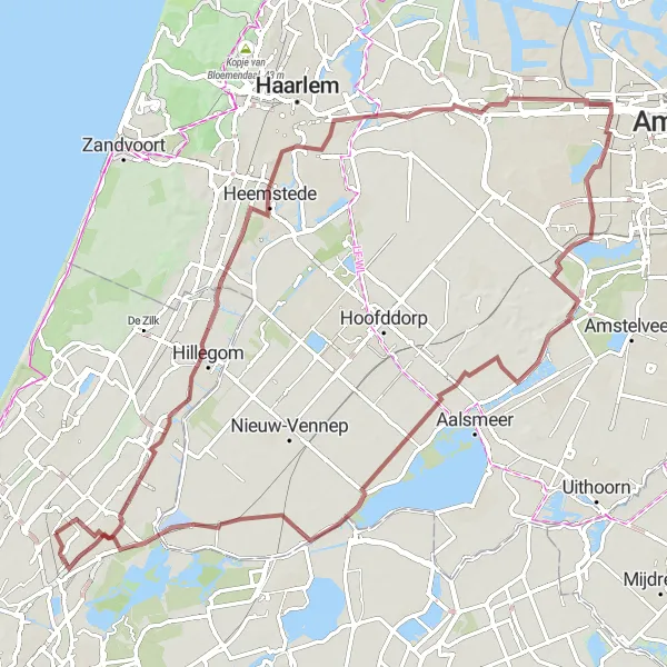 Miniatuurkaart van de fietsinspiratie "Gravelavontuur langs historische plekken" in Zuid-Holland, Netherlands. Gemaakt door de Tarmacs.app fietsrouteplanner