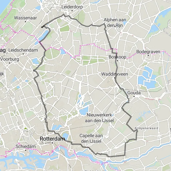Miniatuurkaart van de fietsinspiratie "Langs de Krimpenerwaard" in Zuid-Holland, Netherlands. Gemaakt door de Tarmacs.app fietsrouteplanner