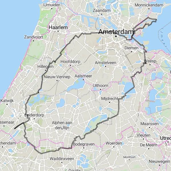 Map miniature of "Epic Coastal Road Adventure" cycling inspiration in Zuid-Holland, Netherlands. Generated by Tarmacs.app cycling route planner
