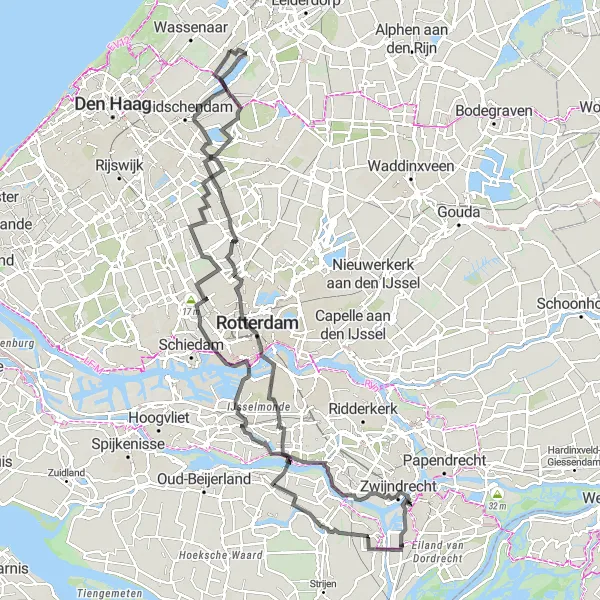 Miniatuurkaart van de fietsinspiratie "Roadtrip door Zuid-Holland" in Zuid-Holland, Netherlands. Gemaakt door de Tarmacs.app fietsrouteplanner
