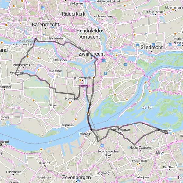 Miniatuurkaart van de fietsinspiratie "Ontdek de schoonheid van Zwijndrecht en Drimmelen" in Zuid-Holland, Netherlands. Gemaakt door de Tarmacs.app fietsrouteplanner