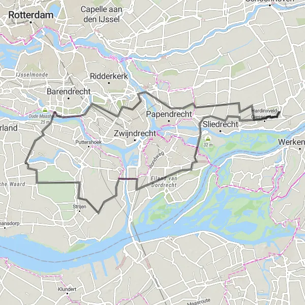 Map miniature of "Garden of South Holland" cycling inspiration in Zuid-Holland, Netherlands. Generated by Tarmacs.app cycling route planner