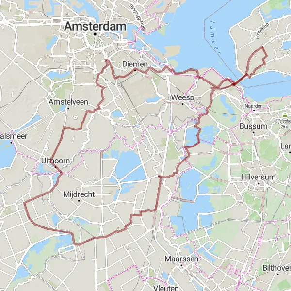 Miniatuurkaart van de fietsinspiratie "Grindroute langs Gooimeer en Muiderberg" in Zuid-Holland, Netherlands. Gemaakt door de Tarmacs.app fietsrouteplanner