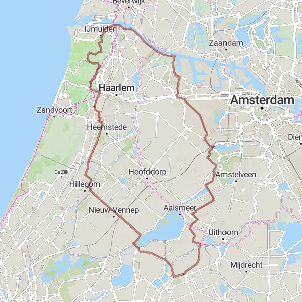 Map miniature of "Gravel Paradise" cycling inspiration in Zuid-Holland, Netherlands. Generated by Tarmacs.app cycling route planner