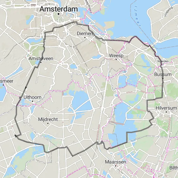 Miniatuurkaart van de fietsinspiratie "Historisch en Waterrijk Rondje" in Zuid-Holland, Netherlands. Gemaakt door de Tarmacs.app fietsrouteplanner