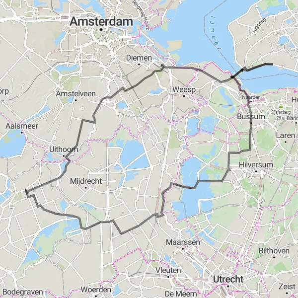Miniatuurkaart van de fietsinspiratie "Historische route naar Bussum en Oud-Loosdrecht" in Zuid-Holland, Netherlands. Gemaakt door de Tarmacs.app fietsrouteplanner