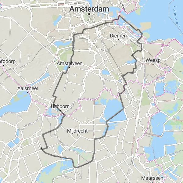 Map miniature of "Scenic Countryside Ride" cycling inspiration in Zuid-Holland, Netherlands. Generated by Tarmacs.app cycling route planner