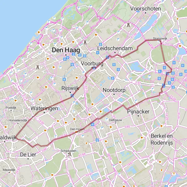 Miniatuurkaart van de fietsinspiratie "Gravelroute door Zuid-Holland" in Zuid-Holland, Netherlands. Gemaakt door de Tarmacs.app fietsrouteplanner