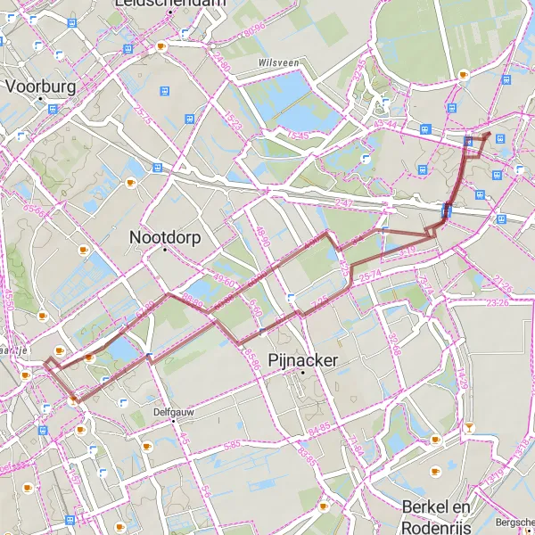 Miniatuurkaart van de fietsinspiratie "Korte Gravelroute naar Zoetermeer" in Zuid-Holland, Netherlands. Gemaakt door de Tarmacs.app fietsrouteplanner