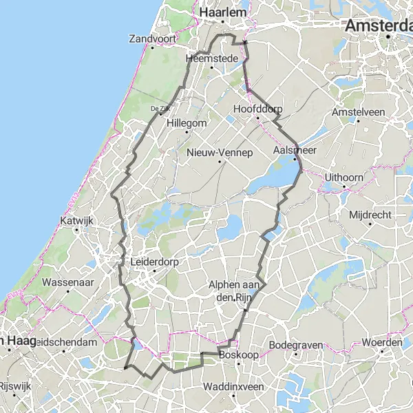 Miniatuurkaart van de fietsinspiratie "Historische roadtrip naar De Zilk en Vijfhuizen" in Zuid-Holland, Netherlands. Gemaakt door de Tarmacs.app fietsrouteplanner