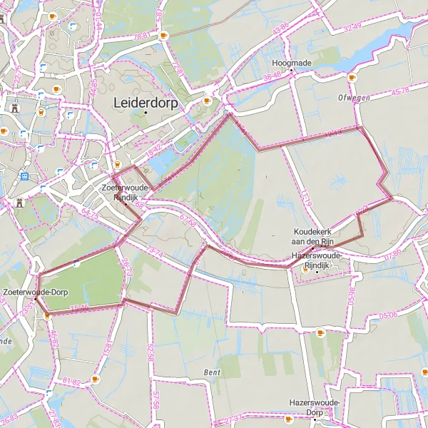 Map miniature of "Zoeterwoude-Dorp Explorations" cycling inspiration in Zuid-Holland, Netherlands. Generated by Tarmacs.app cycling route planner
