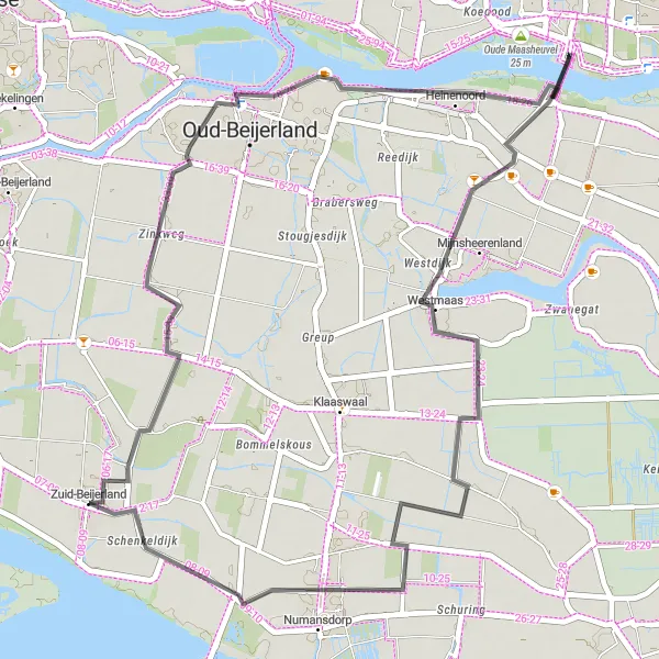 Map miniature of "Zuid-Beijerland Circular Route" cycling inspiration in Zuid-Holland, Netherlands. Generated by Tarmacs.app cycling route planner