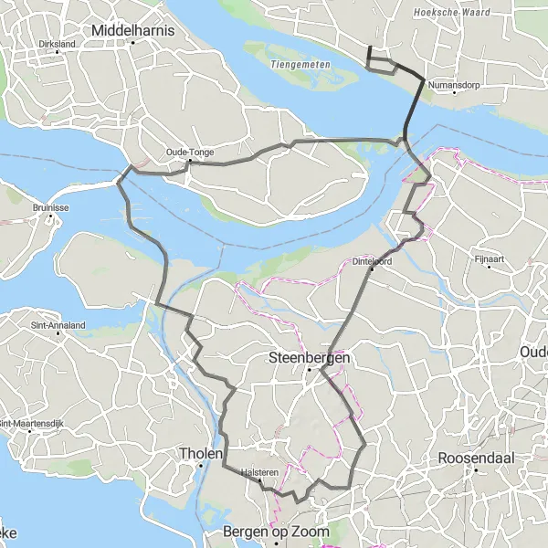 Map miniature of "Volkeraksluizen Round Trip" cycling inspiration in Zuid-Holland, Netherlands. Generated by Tarmacs.app cycling route planner