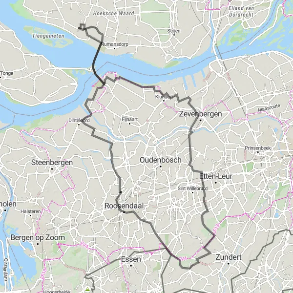 Miniatuurkaart van de fietsinspiratie "Kust en Polder Route" in Zuid-Holland, Netherlands. Gemaakt door de Tarmacs.app fietsrouteplanner