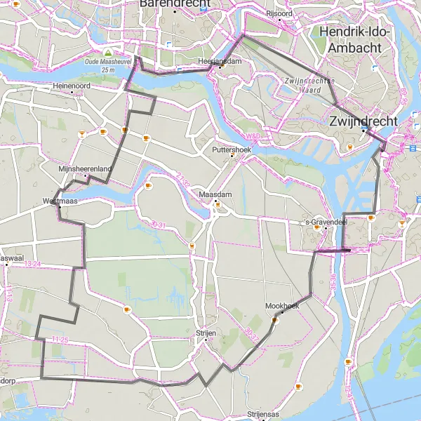 Map miniature of "Grote Kerkstoren Loop" cycling inspiration in Zuid-Holland, Netherlands. Generated by Tarmacs.app cycling route planner