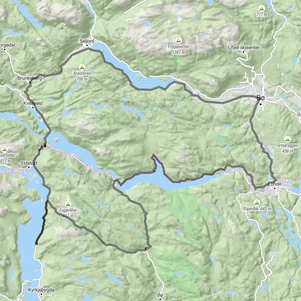 Kartminiatyr av "Svenseid-Kviteseid Road Cycling Adventure" sykkelinspirasjon i Agder og Sør-Østlandet, Norway. Generert av Tarmacs.app sykkelrutoplanlegger