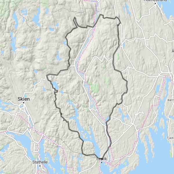 Map miniature of "Ruggefjell Challenge" cycling inspiration in Agder og Sør-Østlandet, Norway. Generated by Tarmacs.app cycling route planner