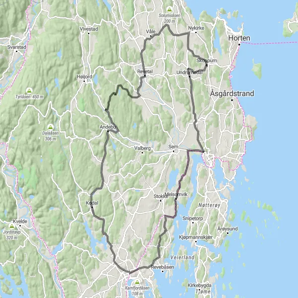 Map miniature of "Undrumsdal Circuit" cycling inspiration in Agder og Sør-Østlandet, Norway. Generated by Tarmacs.app cycling route planner