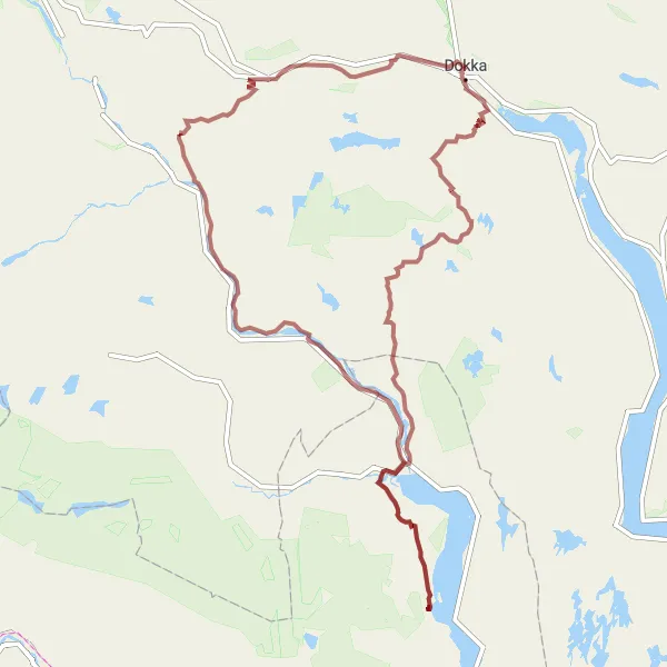 Map miniature of "Gravel Tranquility" cycling inspiration in Innlandet, Norway. Generated by Tarmacs.app cycling route planner