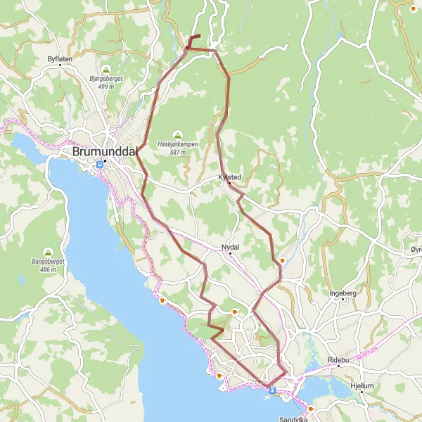 Kartminiatyr av "Grusvei rundtur til Furnes og Åkersvika" sykkelinspirasjon i Innlandet, Norway. Generert av Tarmacs.app sykkelrutoplanlegger