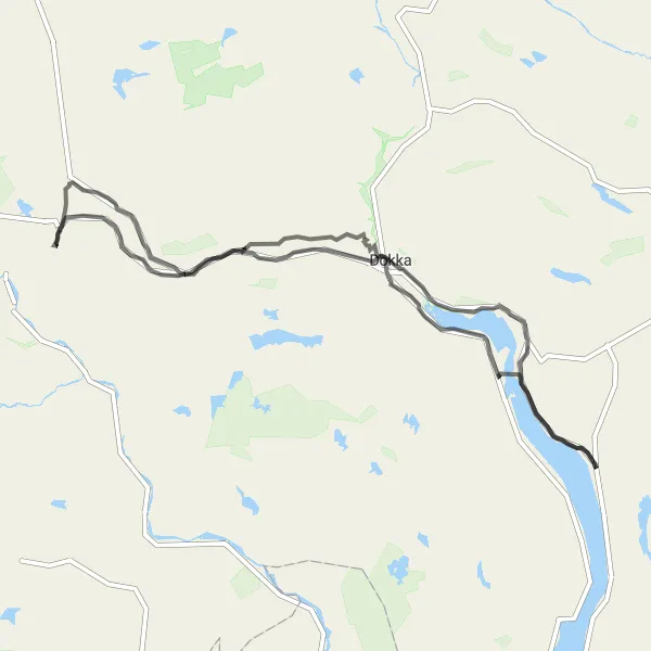 Map miniature of "Hov to Bruflat and Fluberg" cycling inspiration in Innlandet, Norway. Generated by Tarmacs.app cycling route planner